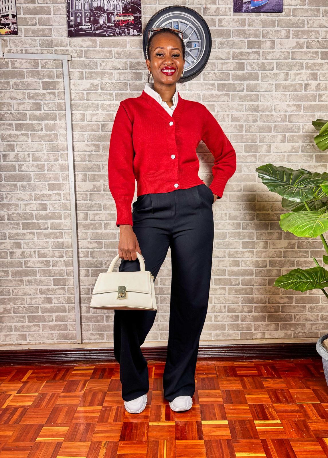 Red Knit Cardigan